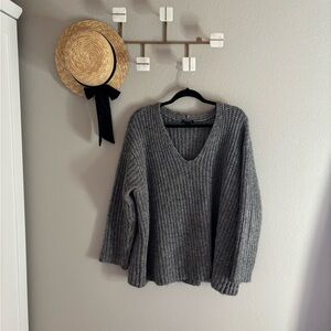 Eileen Fisher Grey Chunky Knit Sweater Large